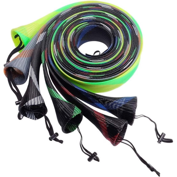 SF Fishing Rod Sock Fishing Rod Sleeve Rod Cover Braided Mesh Rod Protector Pole Gloves Fishing Tools for Spinning Fishing Rod,Casting Rod,Musky Rod, Ice Rod, Fly Rod, Spey Rod