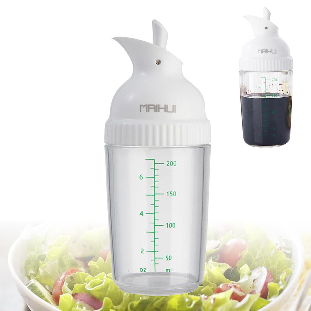 Clear Salad Dressing Shaker Bottle – 200ml With Scale & Pour Spout, Easy Mix, No Mess, Dishwasher Safe