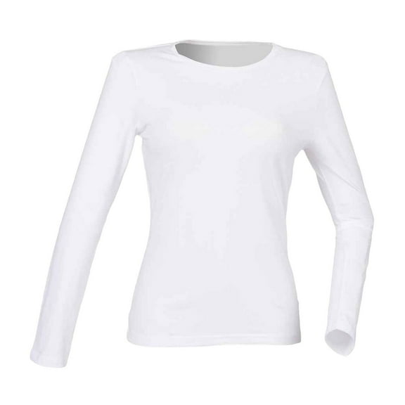 SF Womens Feel Good Plain Stretch Long-Sleeved T-Shirt