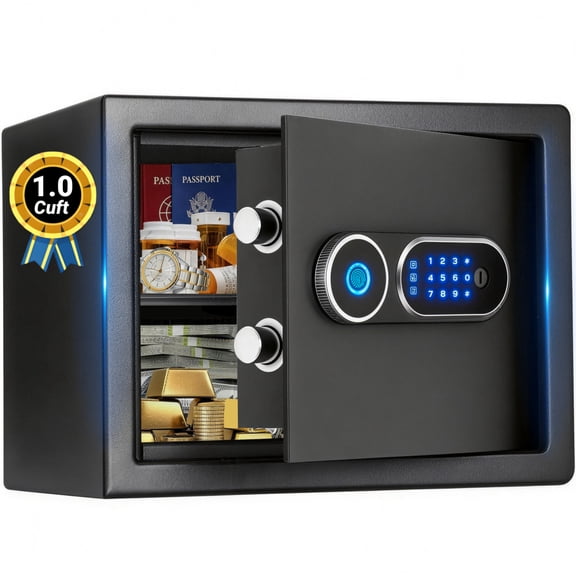 Safe Box,Blacksmith 1.0 Cuft Biometric Safe Lock Box with Removable Shelf and Fingerprint,Code,Keys Quick Unlock,Security Money Safe Lock Cabinet,Black