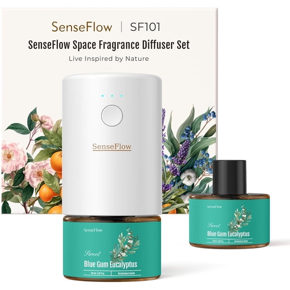 SF101 Pro Waterless Essential Oil Diffuser, Plug in Aromatherapy Diffuser & Non-Toxic air Freshener, 120-Day Natural Aroma Mist, Covers 1000 Sq Ft- Free 30ml Blue Gum Eucalyptus