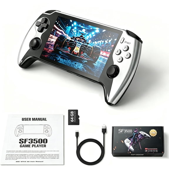 SF3500 5-Inch HD IPS Retro Gaming Player, 21000+Games, TV Connection & 14+ Systems, 5-Hour Battery for Home and Travel Gaming64GB