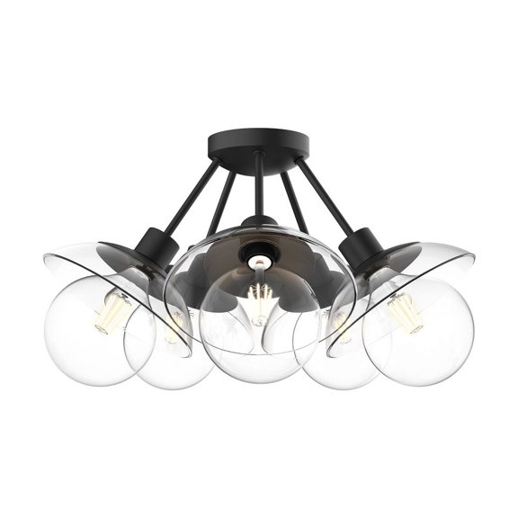 SF517220MBCL-Alora Lighting-Francesca - 5 Light Semi-Flush Mount-10.38 Inches Tall and 19.75 Inches Wide-Matte Black Finish