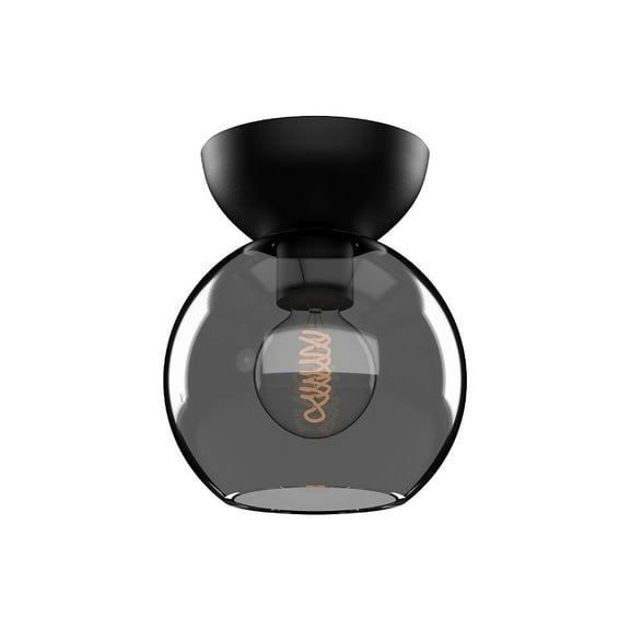 SF59706-BK/SM-Kuzco Lighting-Arcadia - 1 Light Semi-Flush Mount-7 Inches Tall and 6 Inches Wide-Black Finish-Smoked Glass Color