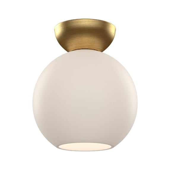 SF59708-BG/OP-Kuzco Lighting-Arcadia - 1 Light Semi-Flush Mount-9 Inches Tall and 7.88 Inches Wide-Brushed Gold Finish-Opal Glass Color