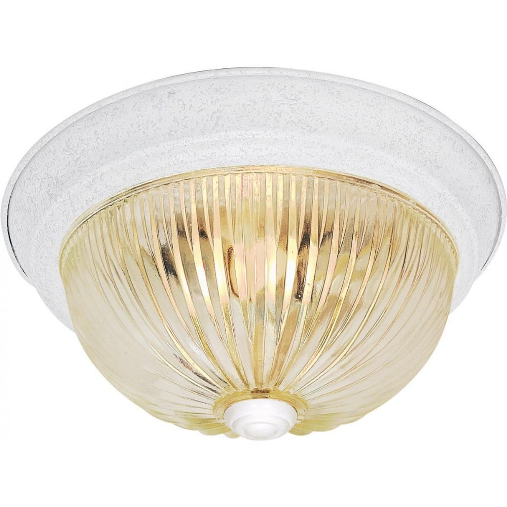 Brushed Nickel & White Glass Drum Flush Mount Light, 13.25"