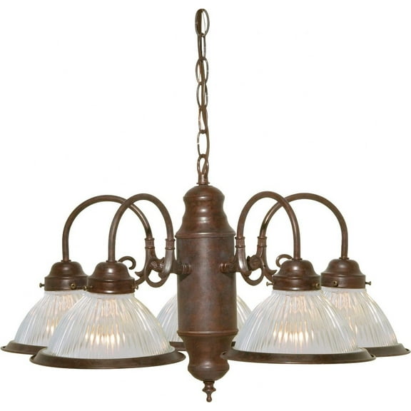 SF76/445 Nuvo Lighting Five Light Chandelier-22 Inches Wide by 18 Inches High-Old Bronze Finish-Clear Ribbed Glass Color   -Traditional Installation