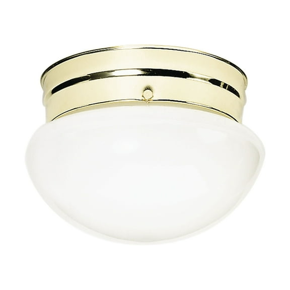 2-Light 10-in Flush Mount Medium White Mushroom Polished Brass Finish