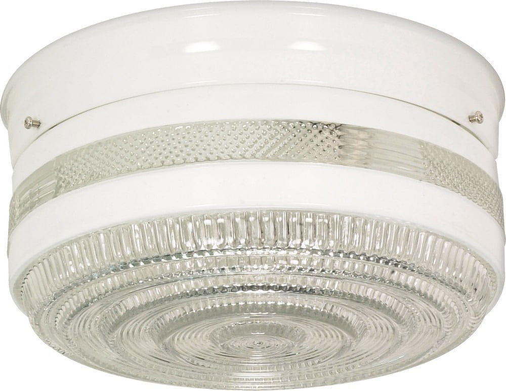 Elegant Crystal Drum Dual Flush Mount Light - 10" White