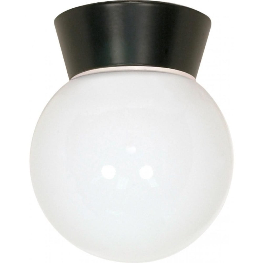 Bronzotic 6" White Glass Globe Outdoor Flush Mount Light