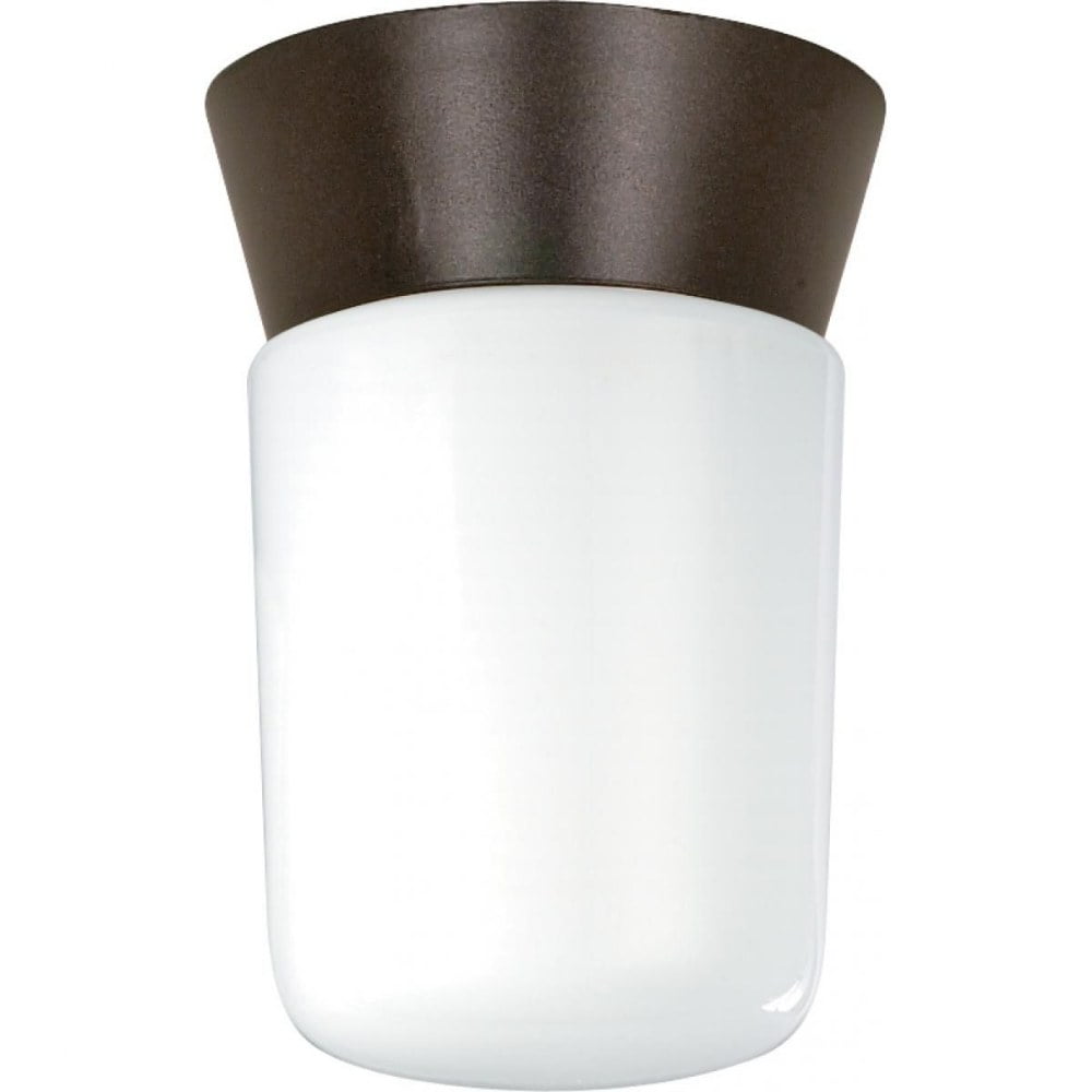 White Glass 8" Outdoor Flush Mount Ceiling Light