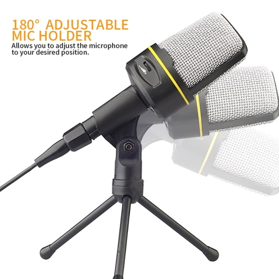 SF920 Professional Condenser Microphone 3.5mm Corded Studio Capacitive Mic with Tripod Stand for PC Desktop Computer