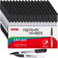 SFAIH Fine Tip Dry Erase Markers 144 Pack Black Whiteboard Erasable