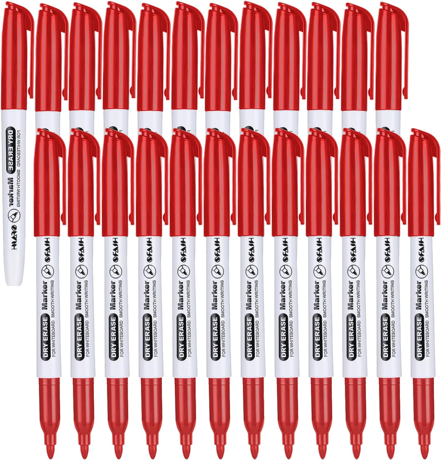 SFAIH Fine Tip Dry Erase Markers 24 Pack Red Whiteboard Erasable