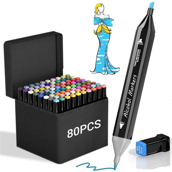 SFBOSF 80pcs Alcohol Markers for coloring, Double Tip Paint Pens Art Marker Set for Adult Coloring Drawing