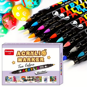 SFBOSF Dual Tip Acrylic Paint Markers Set with Brush Tip, Fine Tip, Assorted Colors, 36 Count