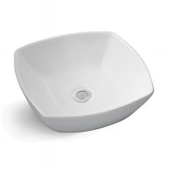 SFC Center SK-2113 White Artistic Porcelain Vessel Bathroom Sink, 16.7 x 16.7 x 5.1 in.