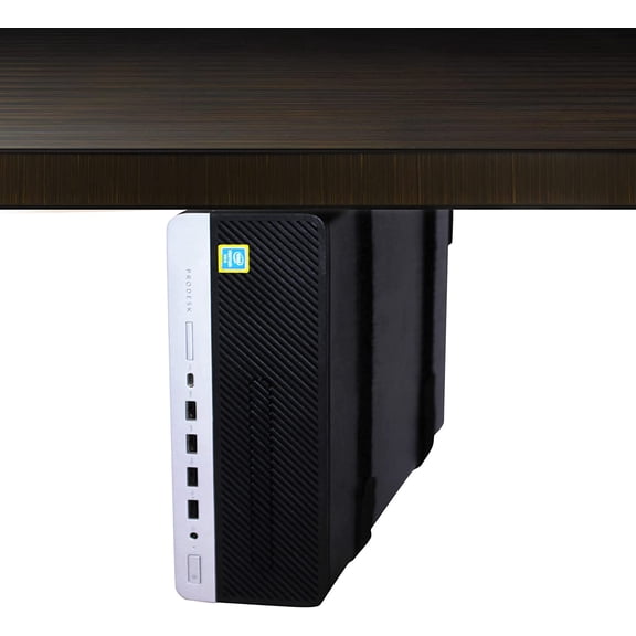 SFF Under Desk PC Mount and PC Wall Mount Bracket for Small Form Factor Desktop Tower, UPS Wall Mount Bracket, Adjustable CPU Holder with Straps, Hardware Included