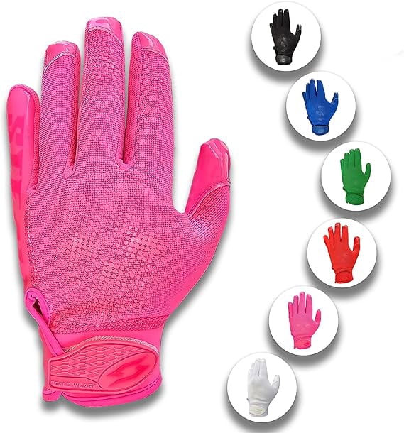 SFIA Football Receiver Gloves One Color - PRO Skull Stealth Grip Silicone Palms Adult Men Youth Sticky Boost Sports Game Battle