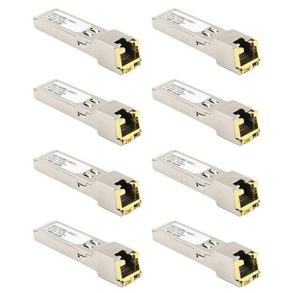 SFP Module RJ45 Switch Gbic 10/100/1000 Connector SFP Copper RJ45 SFP Module Gigabit Ethernet Port 8Pcs,8 x SFP RJ45 module,silver