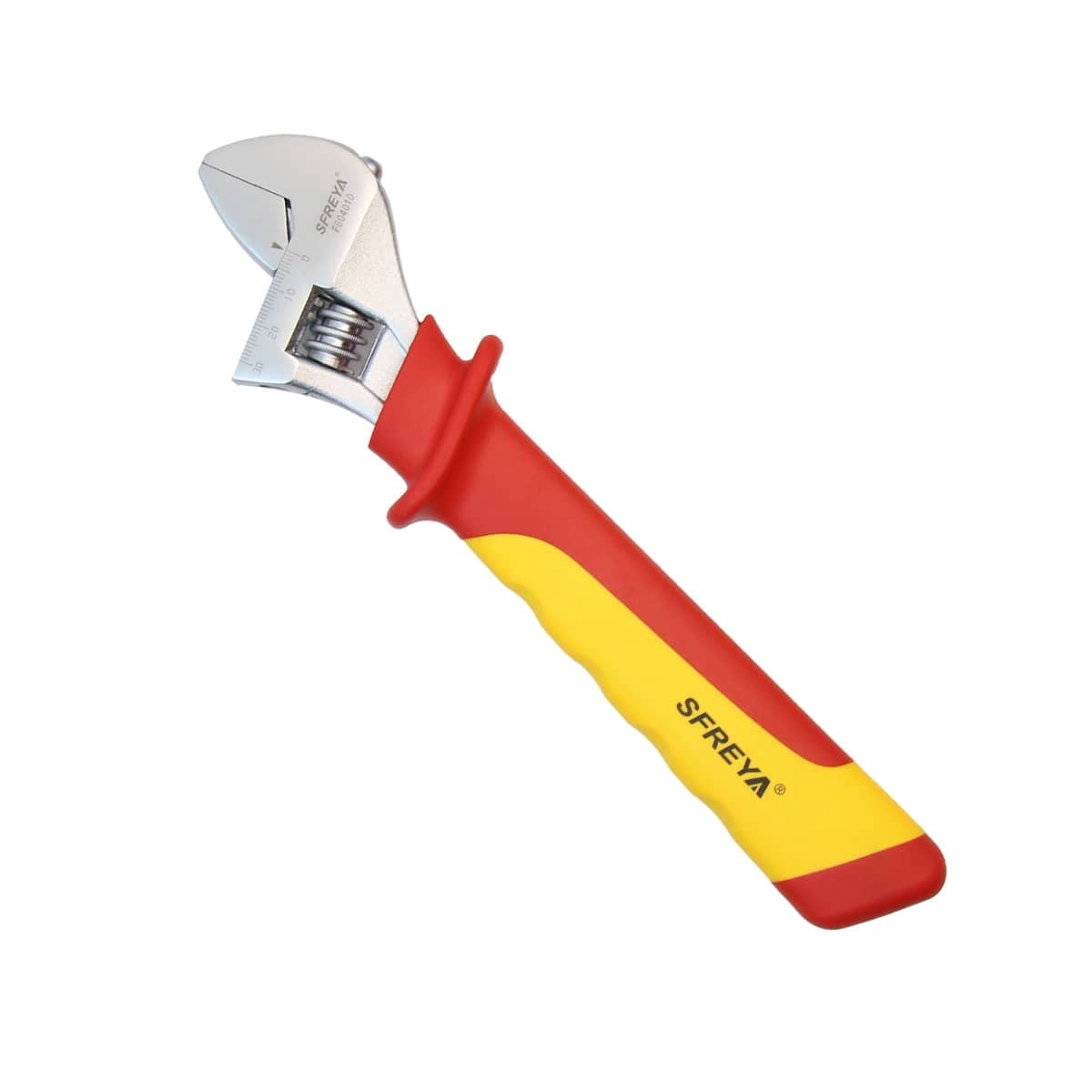 SFREYA F804010 Insulated Adjustable Wrench, VDE Certified 1000V Live Wire Work, Ergonomic Non-Slip Handle, European & US Standard Professional Electrician Insulated Spanner Tool