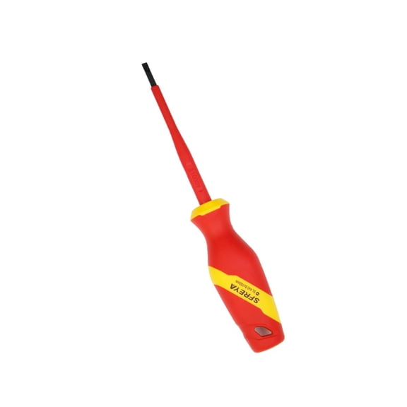 SFREYA F807008 Insulated Slotted Screwdriver,S2 Steel,VDE Certified 1000V Live Wire Work,TPE Ergonomic Non-Slip Handle,European&US Standard Professional Electrician Insulated Flat Head Screwdriver