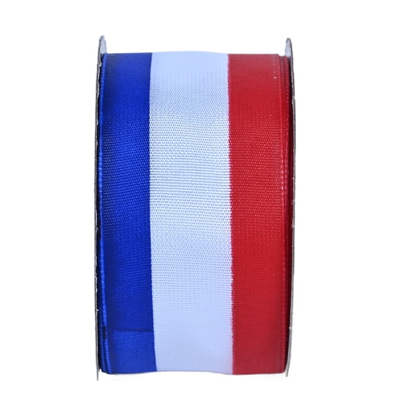 Gwen Studios 1.5" Red, White, and Blue Satin Wire Ribbon, 3 yards
