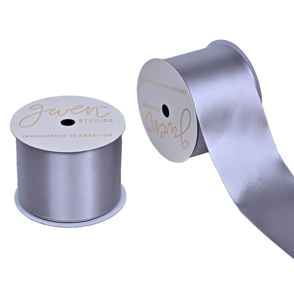 Gwen Studios 2 1/4" Gray Satin Ribbon, 4 Yards