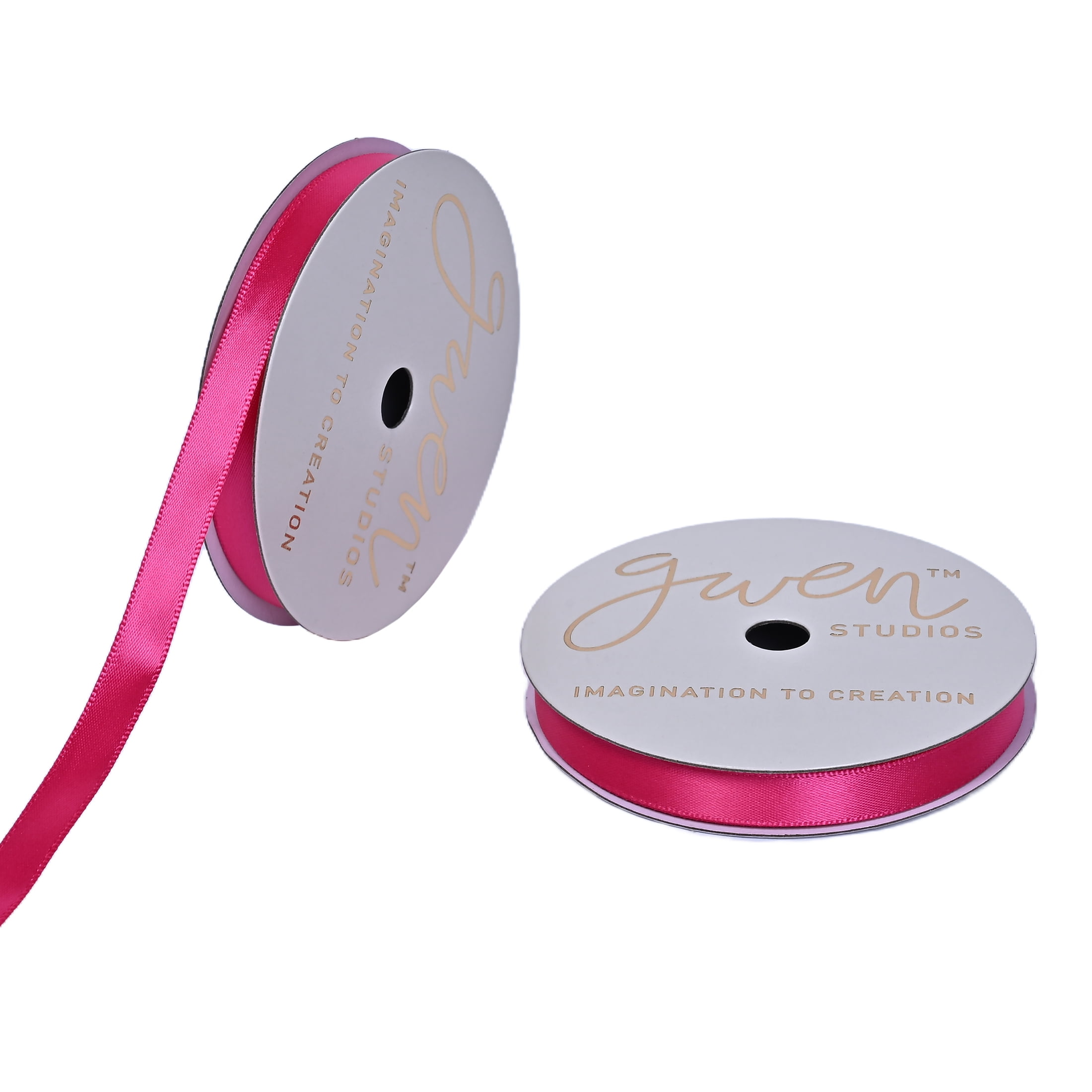 Gwen Studios 3/8" Hot Pink Satin Ribbon, 7 Yards