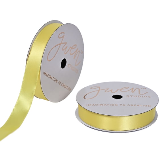 Gwen Studios 5/8 Inch Bright Yellow Satin Ribbon, 6 Yards for Crafting