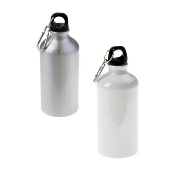SFS BLANK Aluminum Grey & White Sport Thermos Flask W/Carabine for Sublimation Dye Heat Thermal Transfer Grey 600ml 2 Pieces 1 of Each