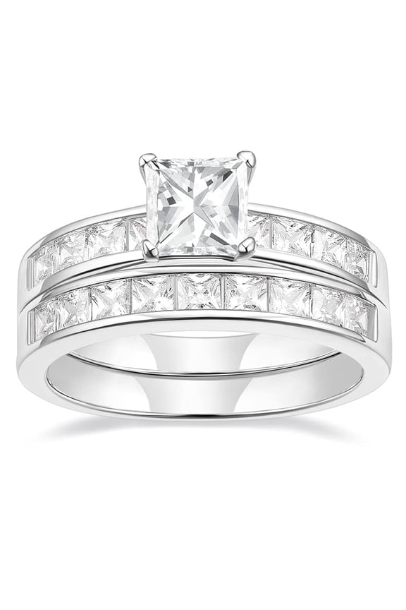 1.2ct Engagement Rings for Women Bridal Set Cubic Zirconia Wedding Rings Band Set Size 8