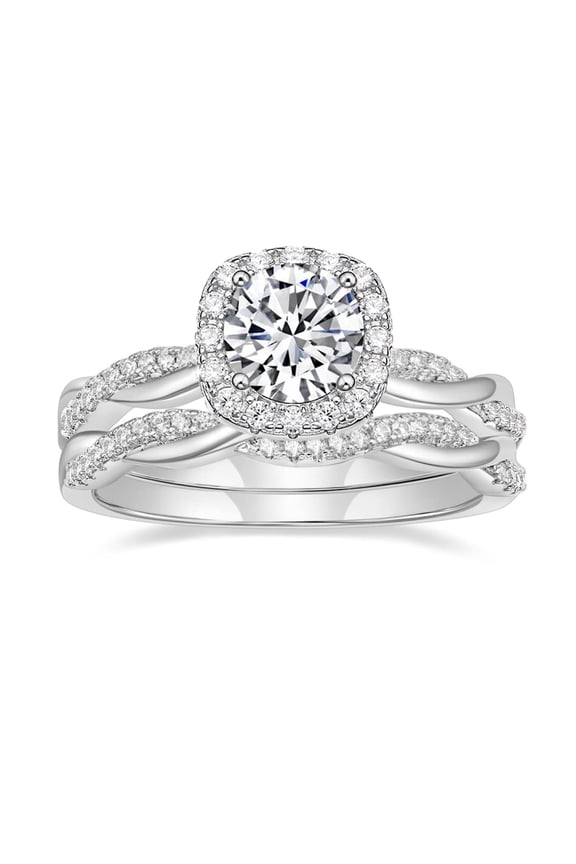 1.2ct Wedding Rings for Women Bridal Ring Sets Round Cut AAAAA CZ Halo Twisting Pave Size 5