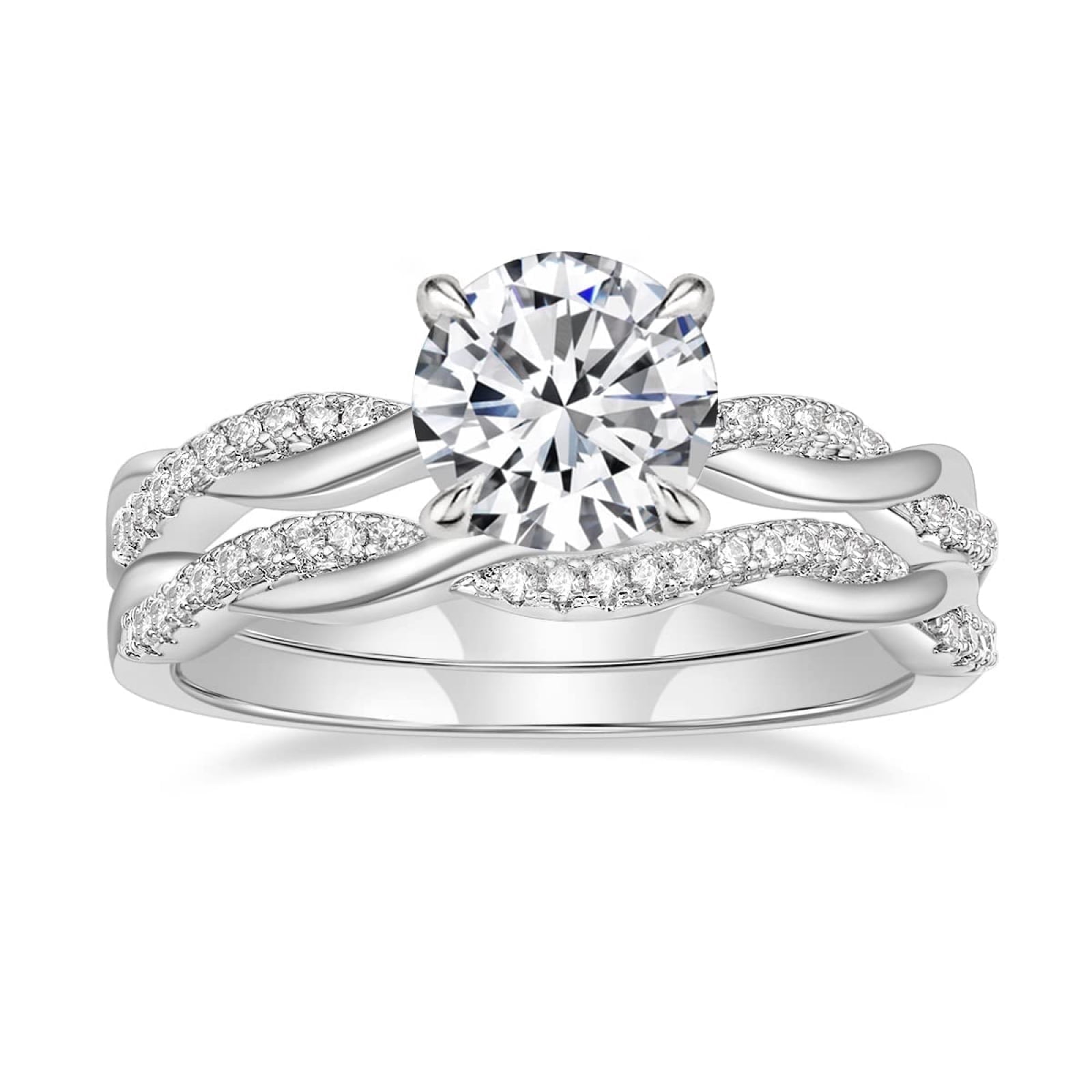 SFTING 1.5ct Engagement Ring for Women Bridal Wedding Ring Set Zirconia Twist Infinity Pave Size 6