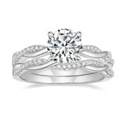 SFTING 1.5ct Engagement Ring for Women Bridal Wedding Ring Set Zirconia Twist Infinity Pave Size 7