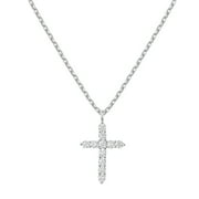SFTING 14K Gold Plated Zirconia Silver Cross Faith Pendant Necklace for Women with 925 Silver