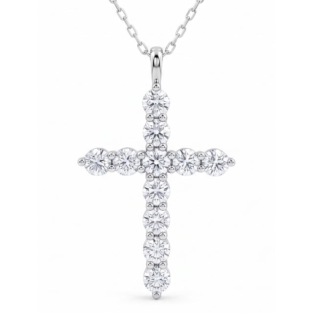 SFTING 14K Gold Plated Zirconia Silver Cross Faith Pendant Necklace for Women with 925 Silver