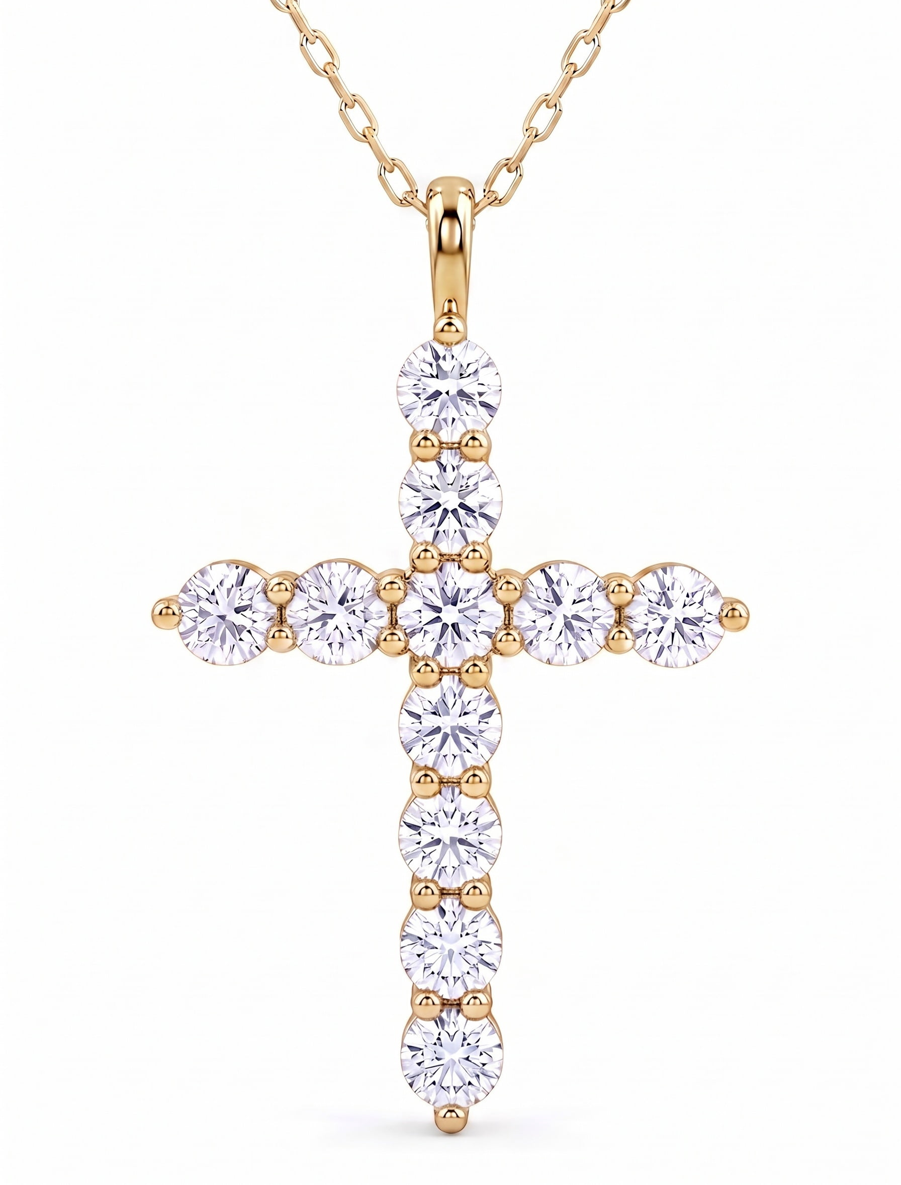 SFTING 14K White Gold Plated Zirconia Gold Cross Faith Pendant Necklace for Women with 925 Silver
