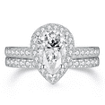 thumbnail image 1 of SFTING 925 Sterling Silver Bridal Engagement Wedding Rings Sets for Women Halo Zirconia Size 5, 1 of 7