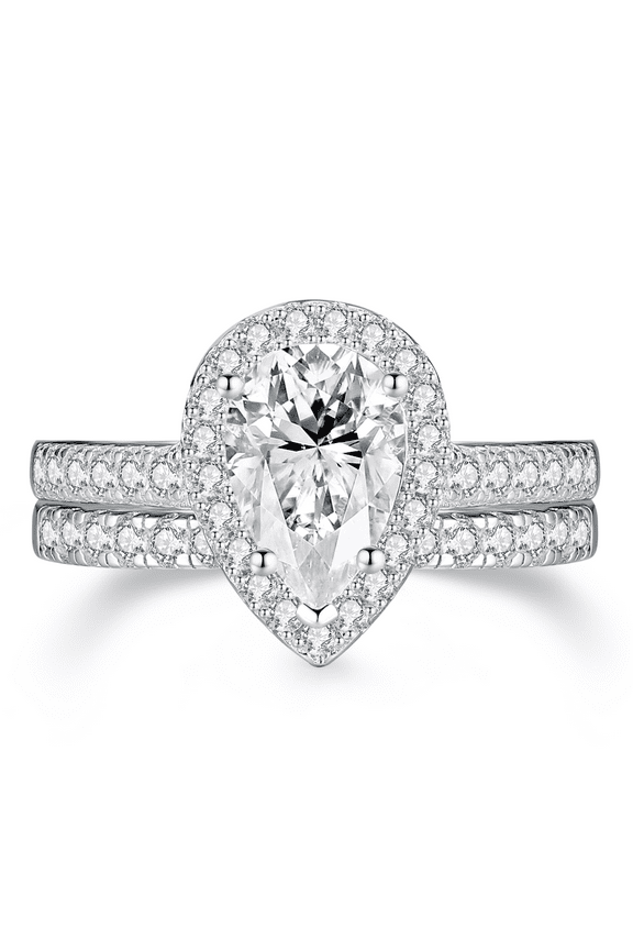 925 Sterling Silver Bridal Engagement Wedding Rings Sets for Women Halo Zirconia Size 5