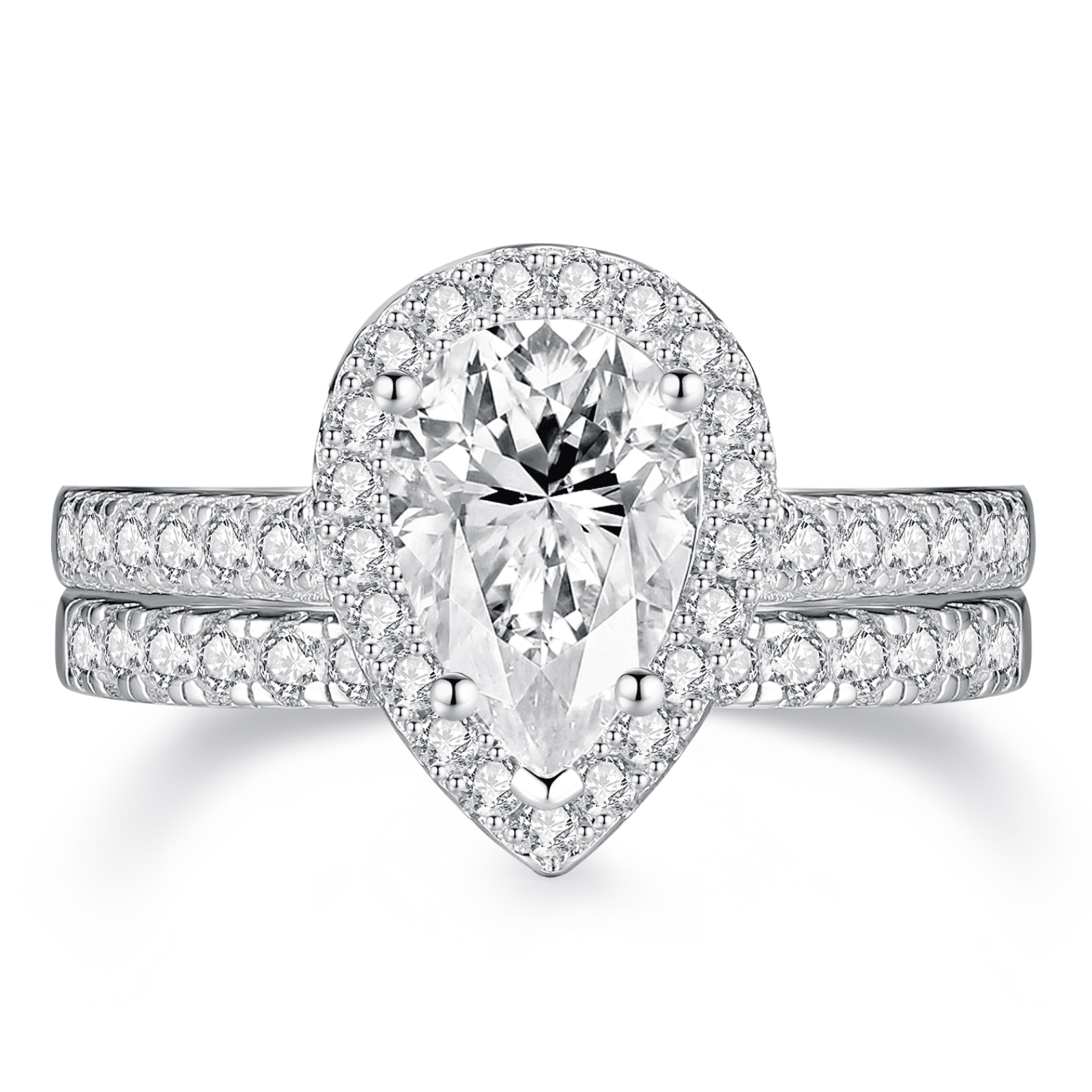 SFTING 925 Sterling Silver Bridal Engagement Wedding Rings Sets for Women Halo Zirconia Size 6