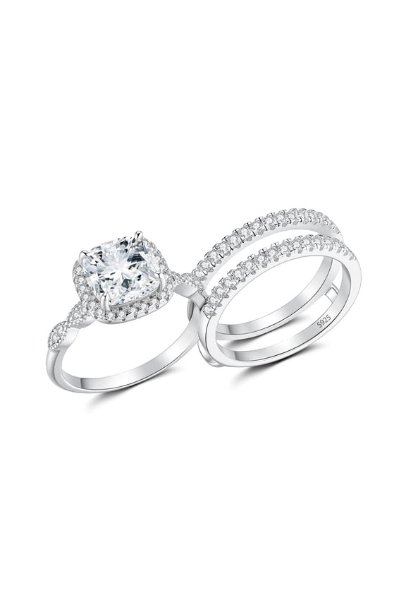 Engagement Rings for Woman 5A CZ Halo Wedding Rings for Women Silver 18K White Plated Size 7