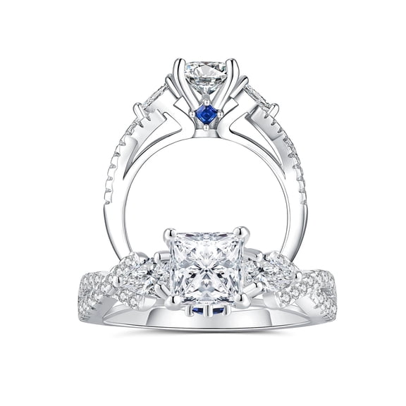 SFTING Engagement Rings for Woman 5A CZ Princess Cut Wedding Rings for Woman Silver 18K White Plated Promise Anniversary Size 5