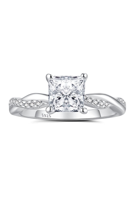 Engagement Rings for Woman 925 Sterling Silver Wedding Woman Rings 5A CZ Princess Cut Size 9