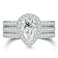 thumbnail image 1 of SFTING Wedding Ring Set for Women 925 Sterling Silver Engagement Rings 3pcs Pear Cut 5A Cz Size 8, 1 of 7