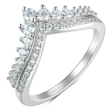SFTING Eternity Ring Wedding Bands for Women 925 Sterling Silver AAAAA Cubic Zirconia Vintage Crown Wedding Ring Size 7