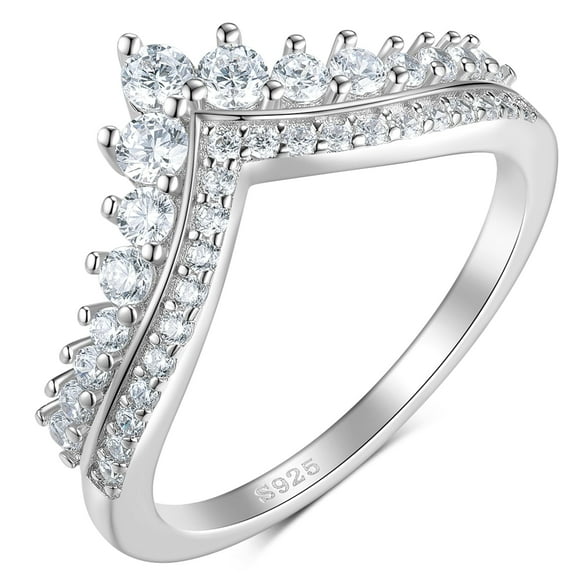 SFTING Eternity Ring Wedding Bands for Women 925 Sterling Silver AAAAA Cubic Zirconia Vintage Crown Wedding Ring Size 7