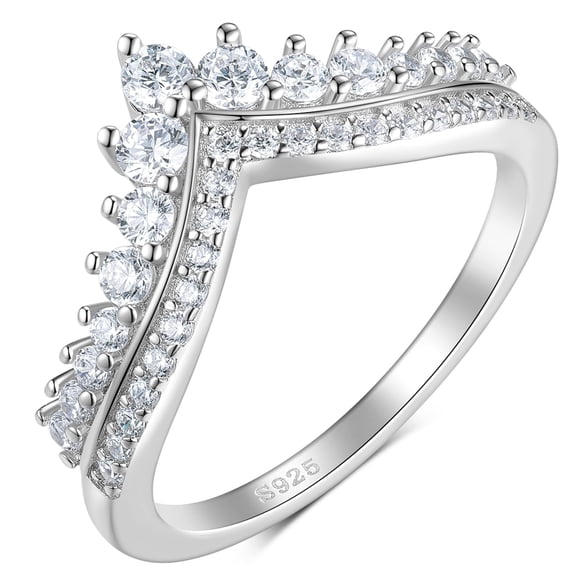SFTING Eternity Ring Wedding Bands for Women 925 Sterling Silver AAAAA Cubic Zirconia Vintage Crown Wedding Ring Size 8