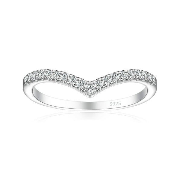 SFTING Eternity Ring for Women Zirconia Half Stackable Wedding Bands 925 Sterling Silver Size 6