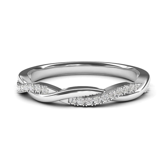 SFTING Half Eternity Twisted Stackable Wedding Ring for Women 925 Sterling Silver Zirconia Size 7